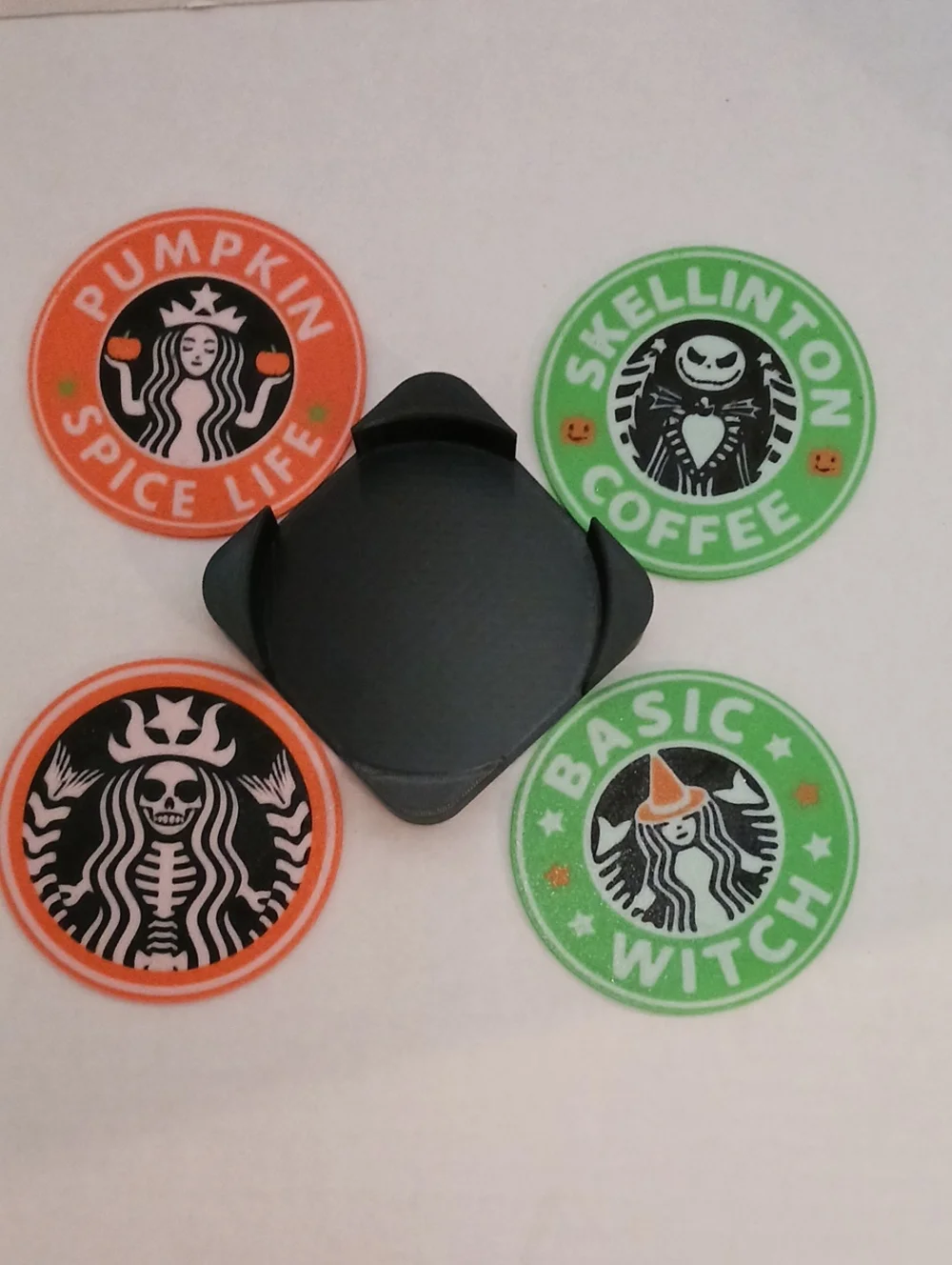 4 Novelty Coasters With Covenient Storage